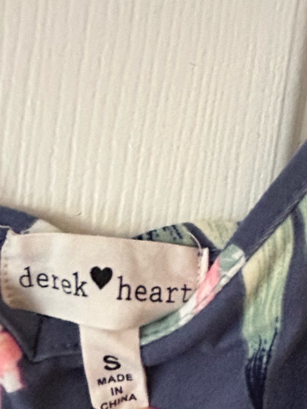 Derek Heart Navy Floral Maxi Dress Spaghetti Strap Elastic Waist - Size Small - Picture 10 of 15